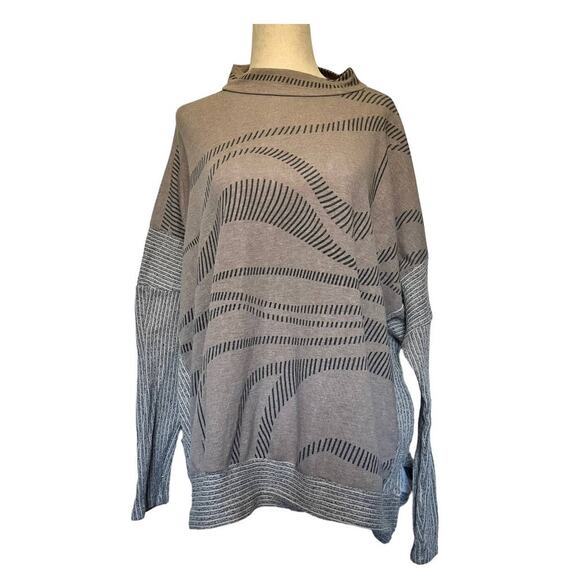Ces Femme Abstract Knit Womes Sweater Sz M Lagenlook Slouchy High Neck Artsy - Picture 1 of 11
